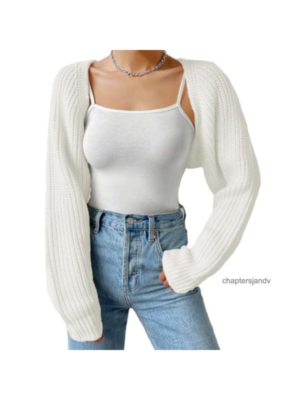 Ribbed Knit Crop Bolero Shrug Open Front Drop Shoulder Long Sleeve Cardigan